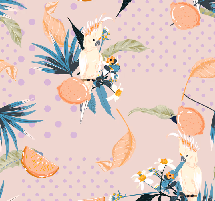 Papier peint jungle motif cacatoès tropical - TenStickers