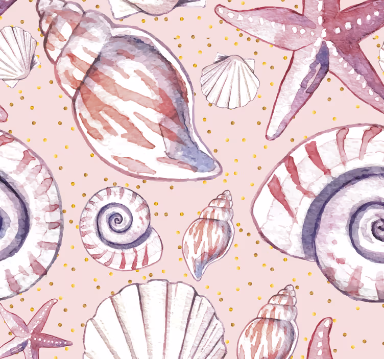 Papier peint poissons motif coquillage papillon - TenStickers