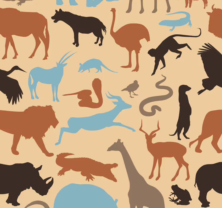 Papier peint animaux silhouettes de safari - TenStickers