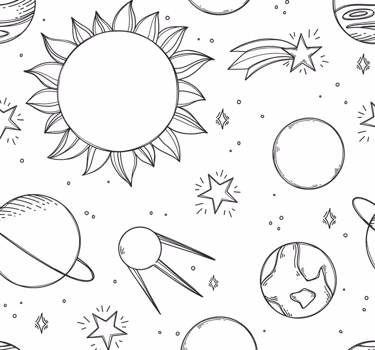 Papier peint chambre enfant gribouillage spatial - TenStickers