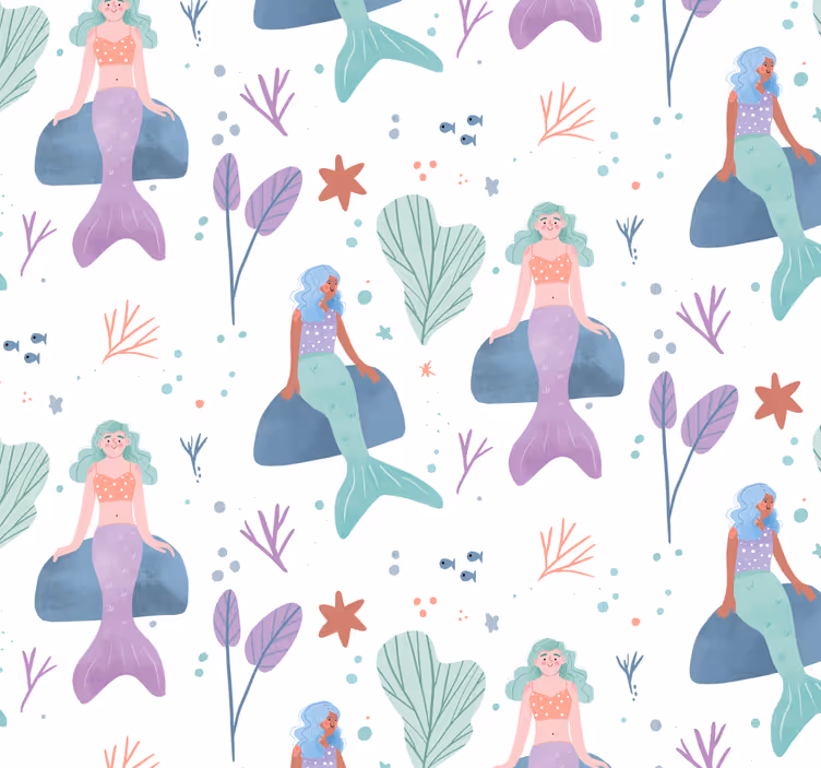 Papier peint chambre enfant fantaisie de sirène - TenStickers