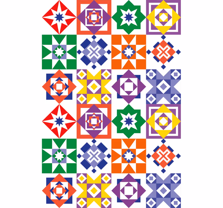 Papier peint carreaux de ciment conception multicolore - TenStickers