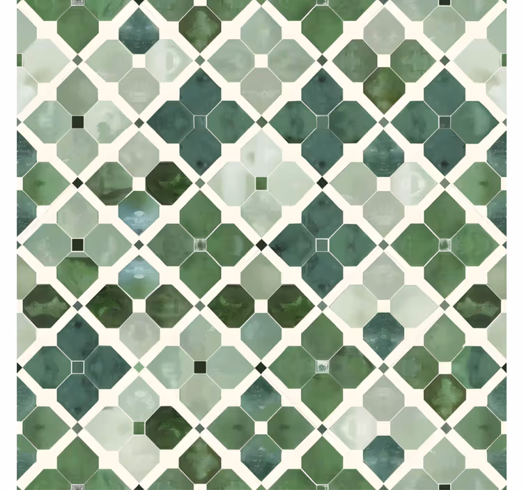 Papier peint carreaux de ciment motif vert arabe - TenStickers