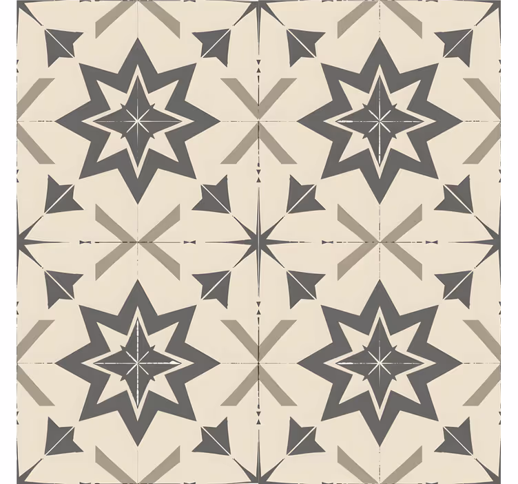 Papier peint carrelage motif étoilé beige - TenStickers