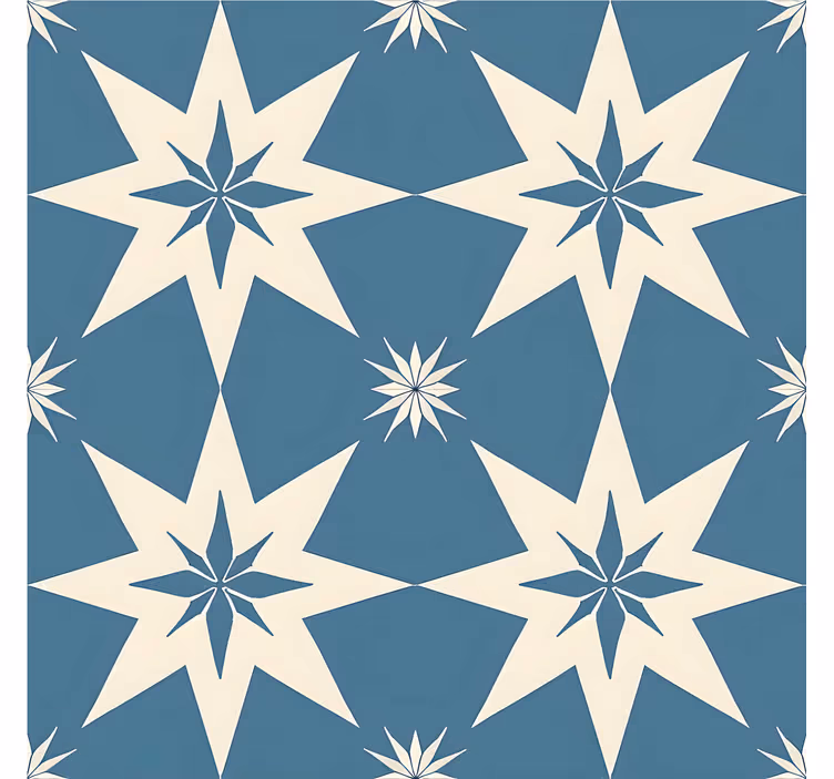 Papier peint carreaux de ciment design étoilé bleu - TenStickers