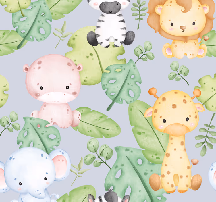 Papier peint animaux motif pour bébé - TenStickers