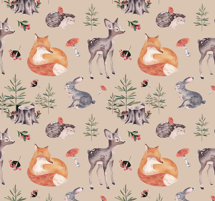 Papier peint animaux motif forêt pour enfants - TenStickers