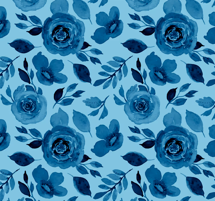 Papier peint floral tableau de fleurs bleues - TenStickers