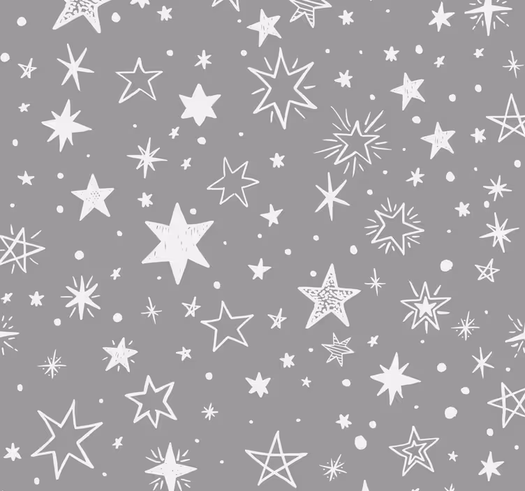 Papier peint étoiles dessinées grises - TenStickers
