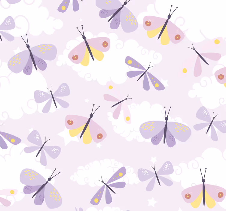 Papier peint papillons motifs roses et mauves - TenStickers