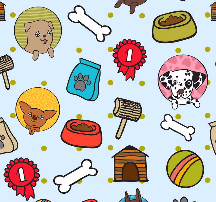 Papier peint chambre enfant chiens mignons - TenStickers