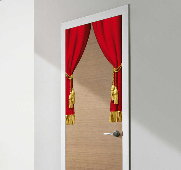 sticker porte rideaux rouge theatre 1844