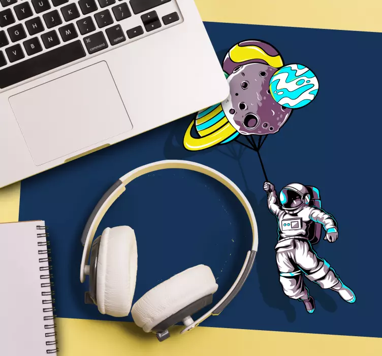 Tapis de souris animé astronaute avec ballons - TenStickers