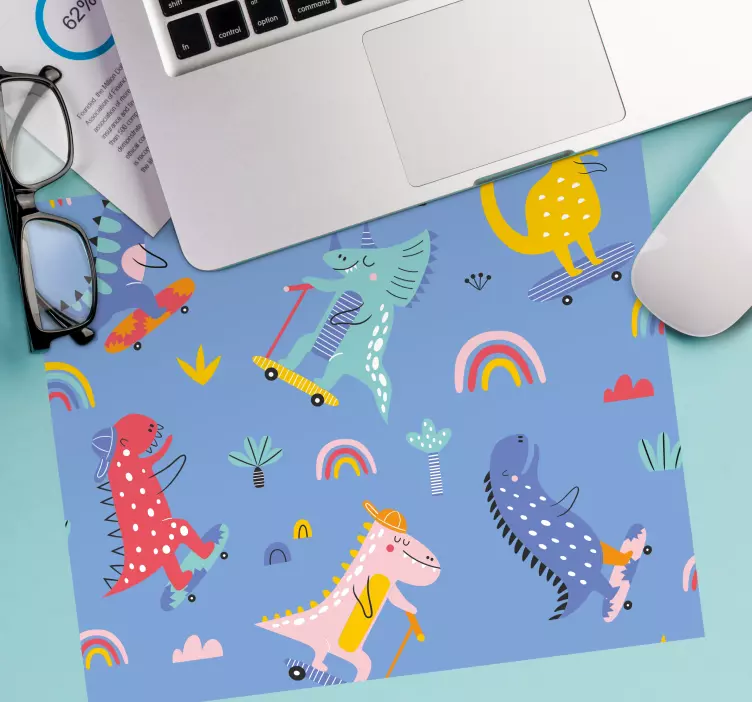 Tapis de souris animé aventures de dinosaures fantaisistes - TenStickers