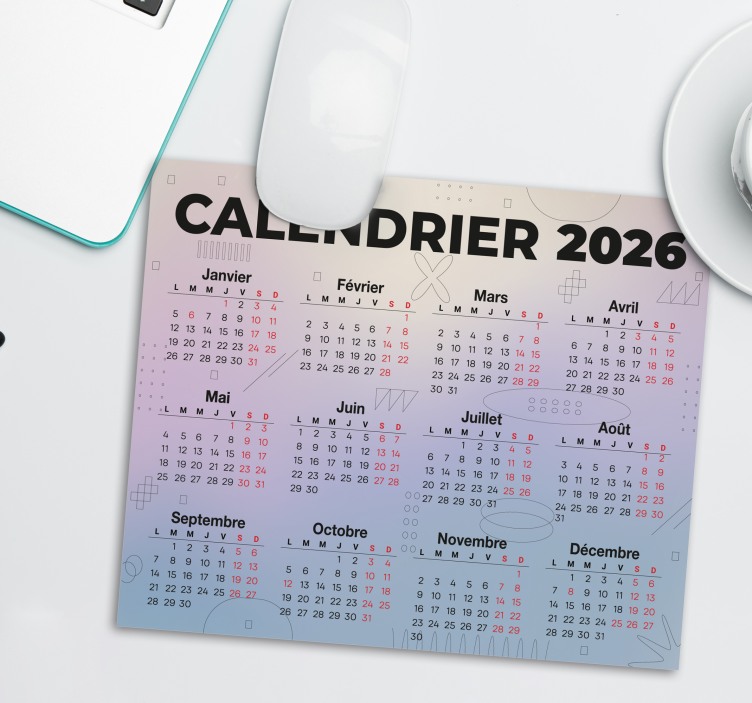 Tapis de souris calendrier 2026 - TenStickers