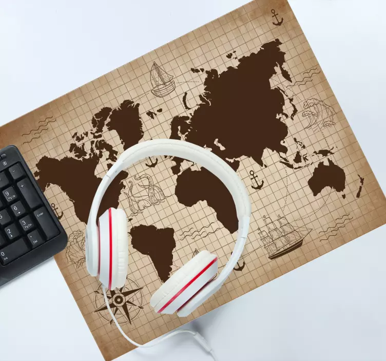 Tapis de souris carte du monde carte du globe rétro - TenStickers