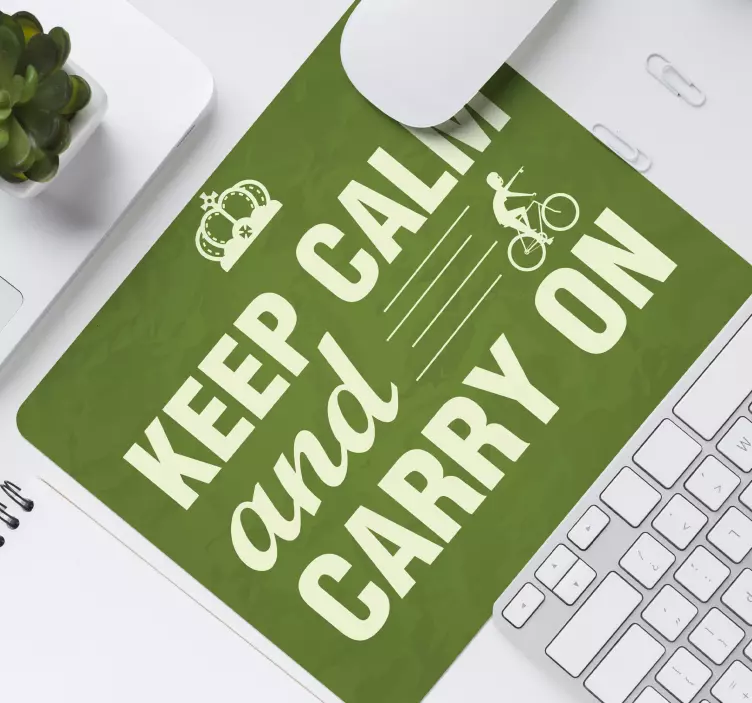 Tapis de souris citation gardez calme et faites du vélo - TenStickers