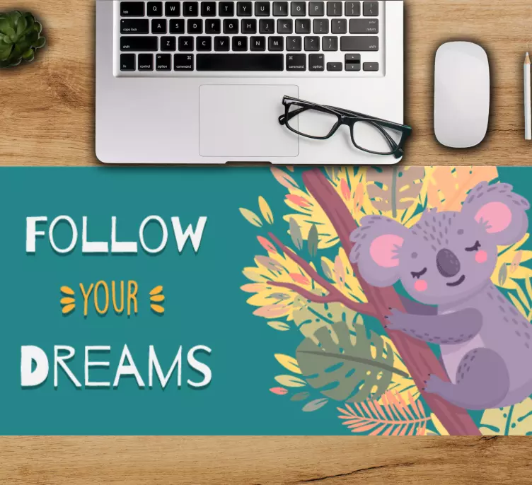Tapis de souris citation koala en quête d'aspirations - TenStickers