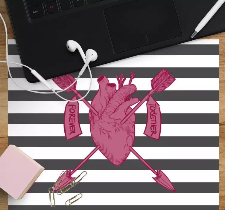 Tapis de souris citation symbole cœur avec flèches - TenStickers