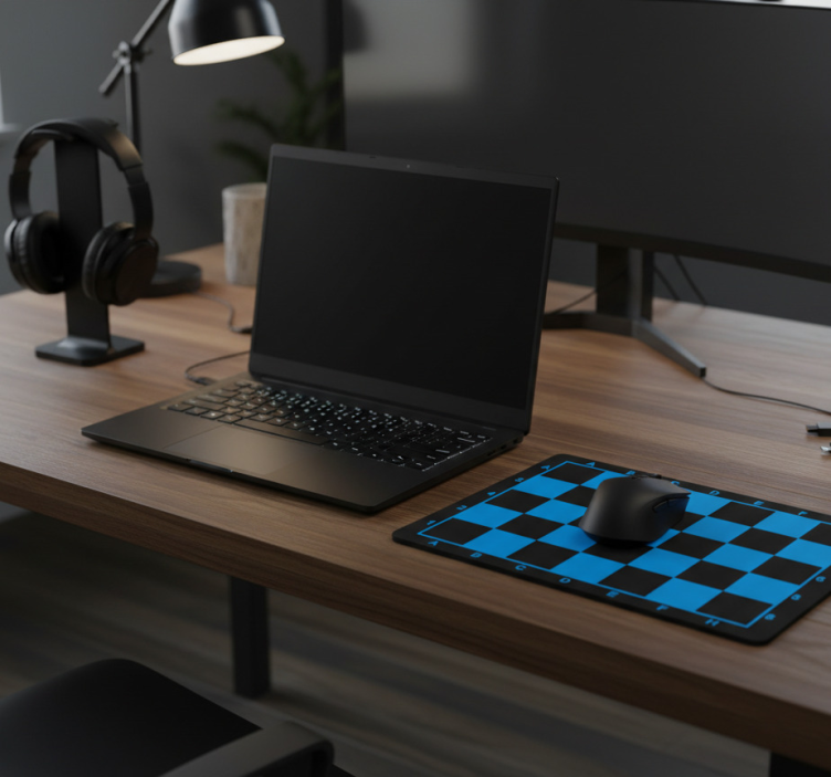 Tapis de souris gamer échiquier minimaliste bleu et noir - TenStickers