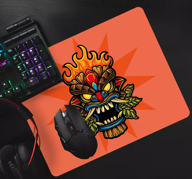 Tapis de souris gamer masque tribal ardent - TenStickers