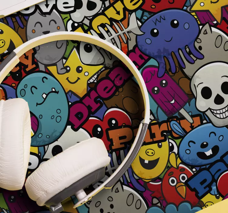 Tapis de souris gamer personnages de dessins animés colorés - TenStickers