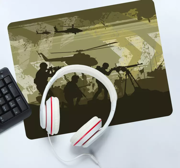 Tapis de souris gamer silhouettes d'action militaire - TenStickers