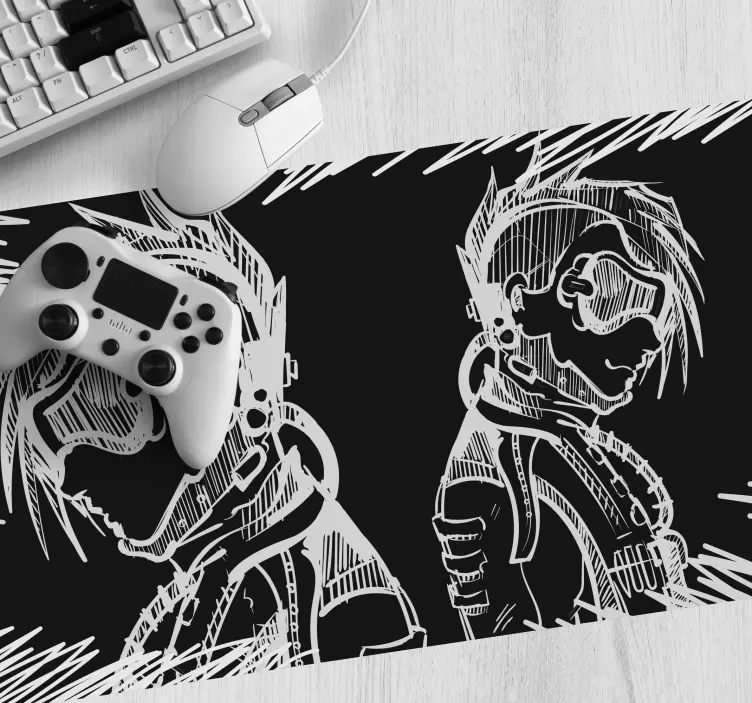 Tapis de souris gamer silhouettes de personnages dynamiques - TenStickers