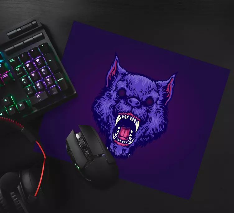 Tapis de souris gamer tête de loup furieux - TenStickers