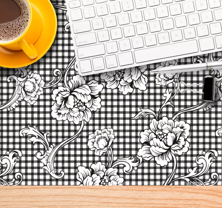 Tapis de souris motif à carreaux floraux - TenStickers