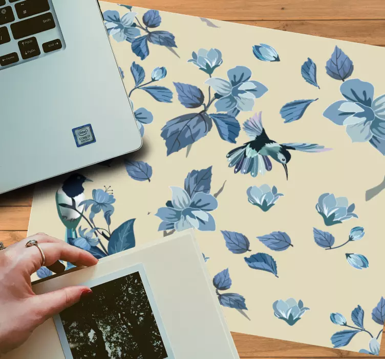 Tapis de souris motif colibri floral - TenStickers