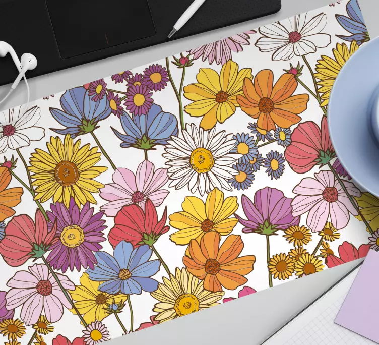 Tapis de souris motif composition botanique vibrante - TenStickers