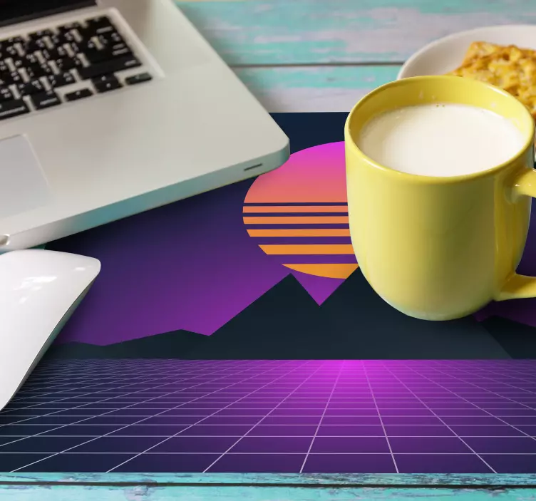 Tapis de souris motif coucher de soleil géométrique rétro - TenStickers