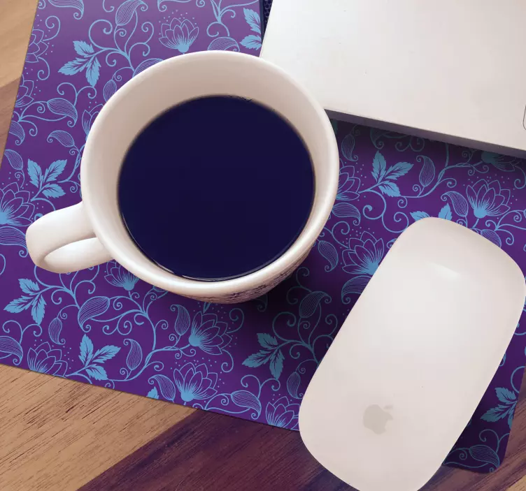 Tapis de souris motif détail floral bleu - TenStickers