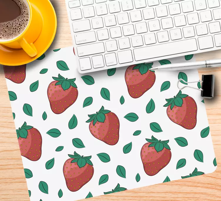 Tapis de souris motif feuille de fraise - TenStickers