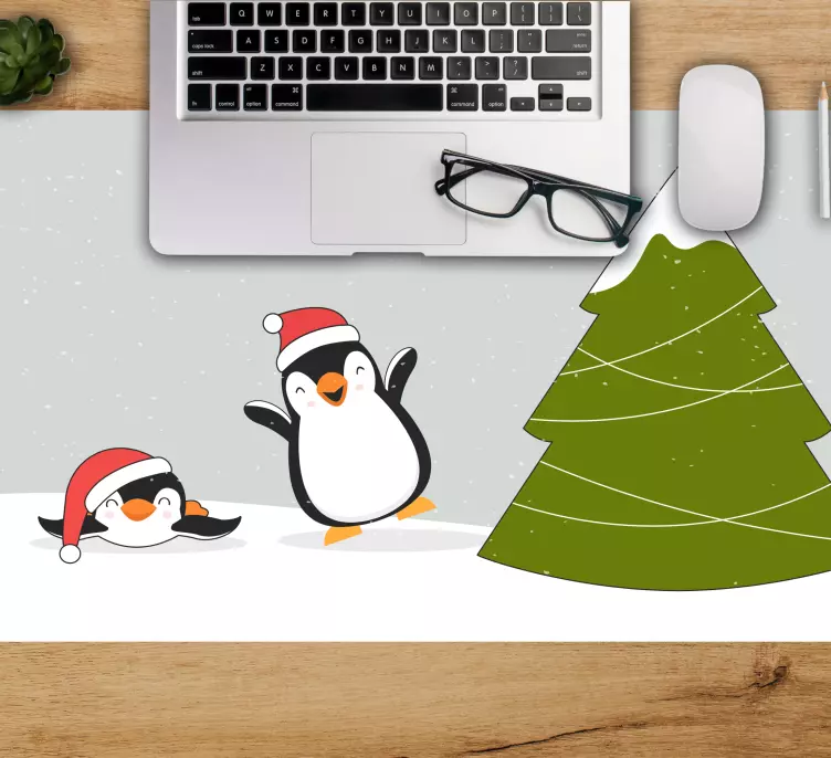 Tapis de souris noël célébration des pingouins festifs - TenStickers
