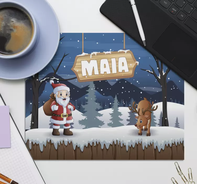 Tapis de souris noël père noël avec rennes - TenStickers