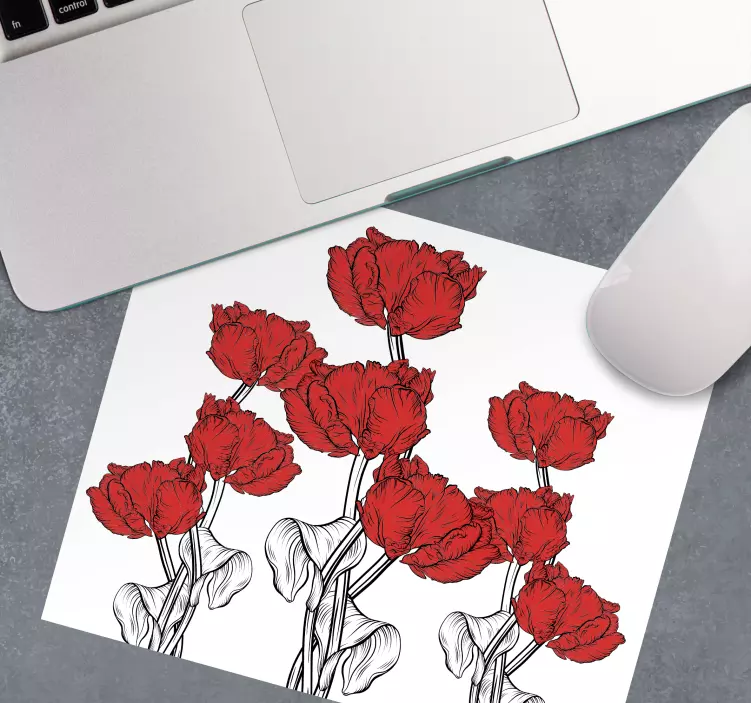 Tapis de souris original arrangement de tulipes rouges - TenStickers