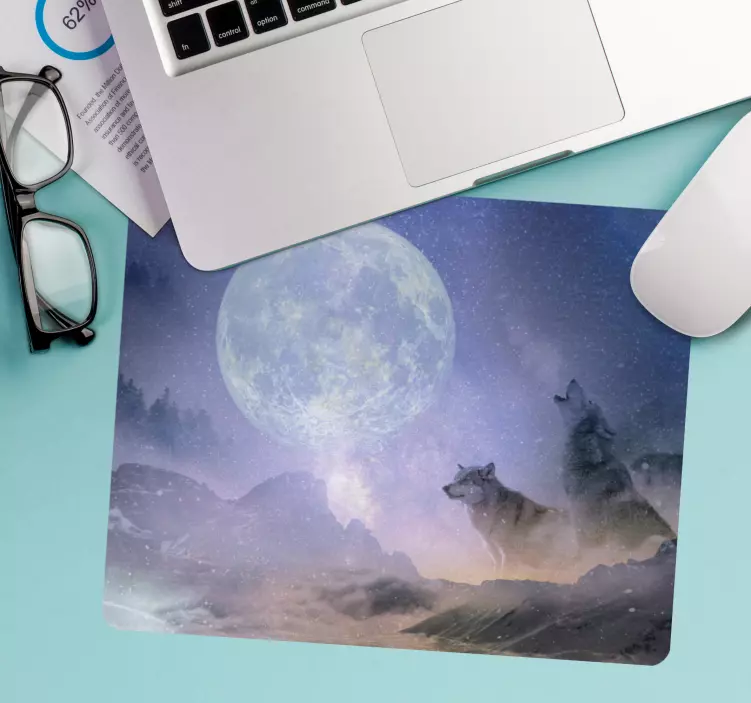Tapis de souris original loup hurlant à la lune - TenStickers