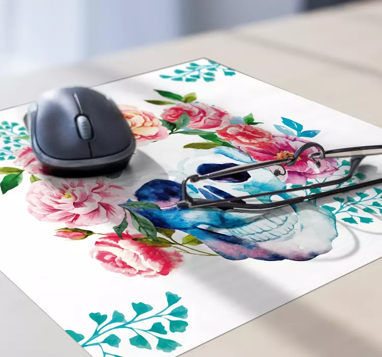 Tapis de souris original motif crâne floral - TenStickers