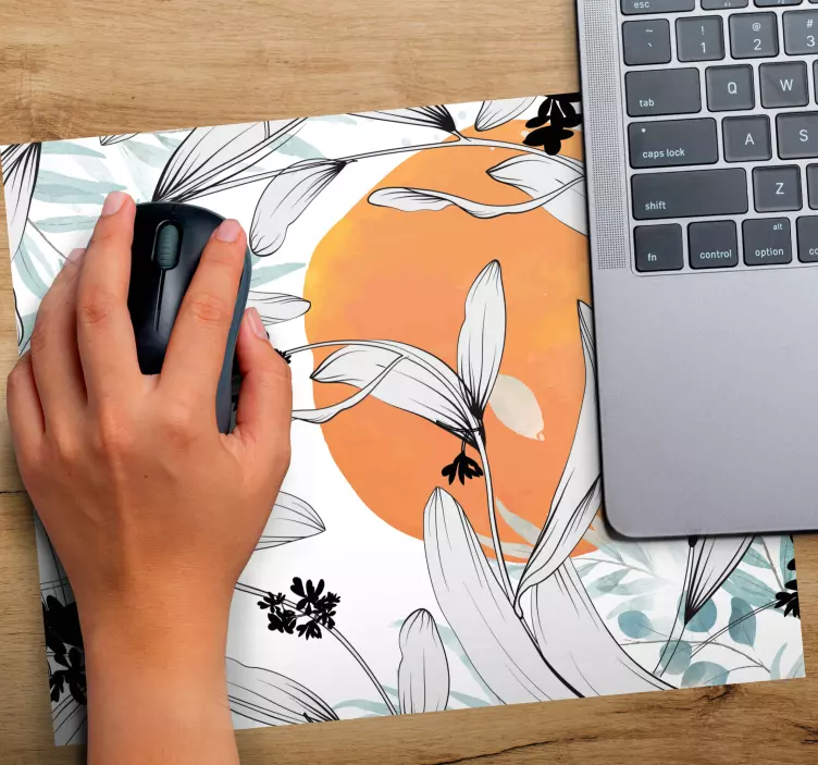 Tapis de souris original motif feuilles botaniques - TenStickers