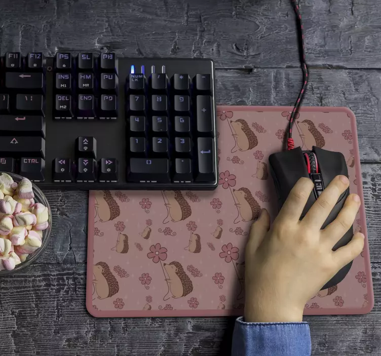 Tapis de souris original motif floral hérisson - TenStickers