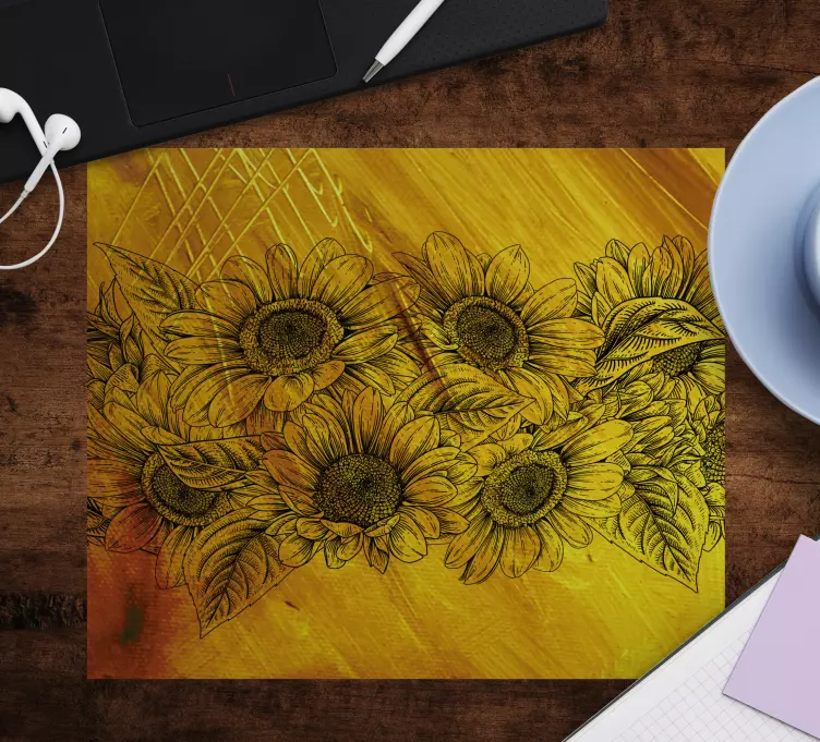 Tapis de souris original motif floral tournesol - TenStickers