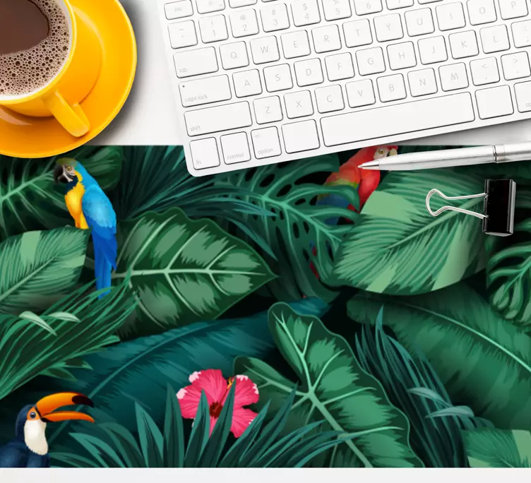 Tapis de souris original motif oiseaux tropicaux - TenStickers