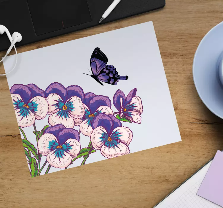Tapis de souris original papillon floral violet - TenStickers