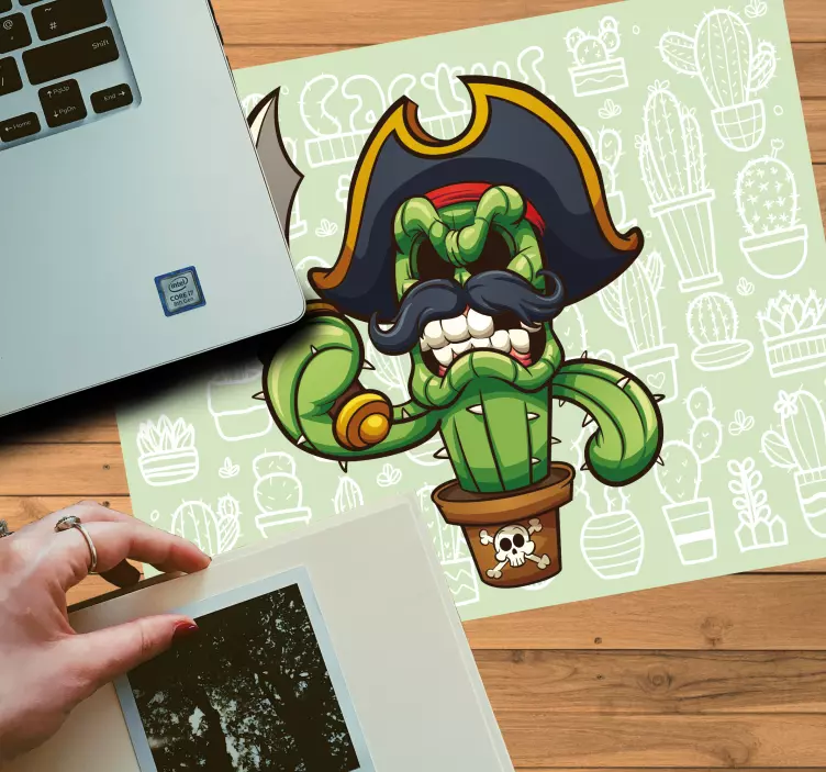 Tapis de souris original personnage cactus pirate - TenStickers