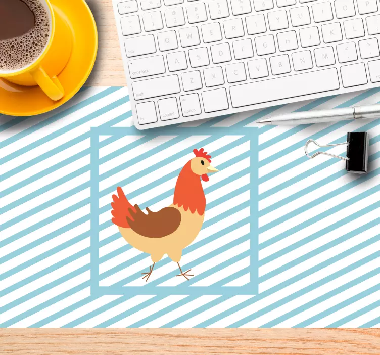 Tapis de souris original poule sur rayures - TenStickers