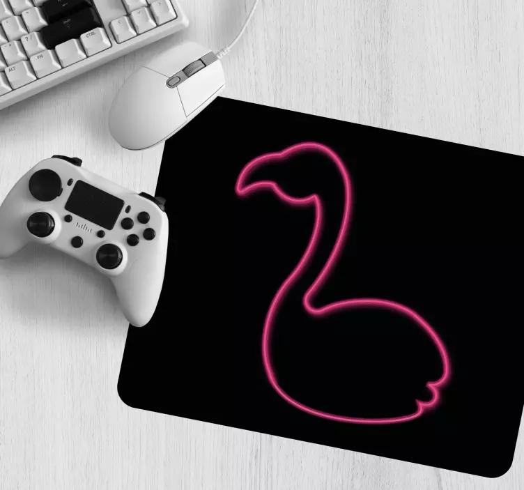 Tapis de souris original silhouette de flamant rose néon - TenStickers