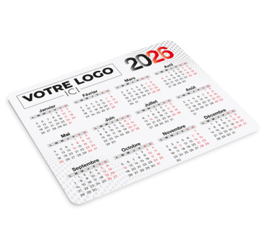 Tapis de souris nom calendrier 2026 avec logo - TenStickers