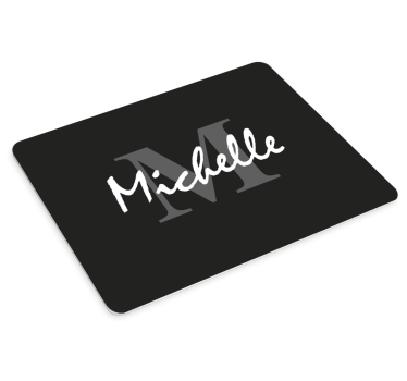 tapis de souris avec nom Initiale noire personnalisée - TenStickers